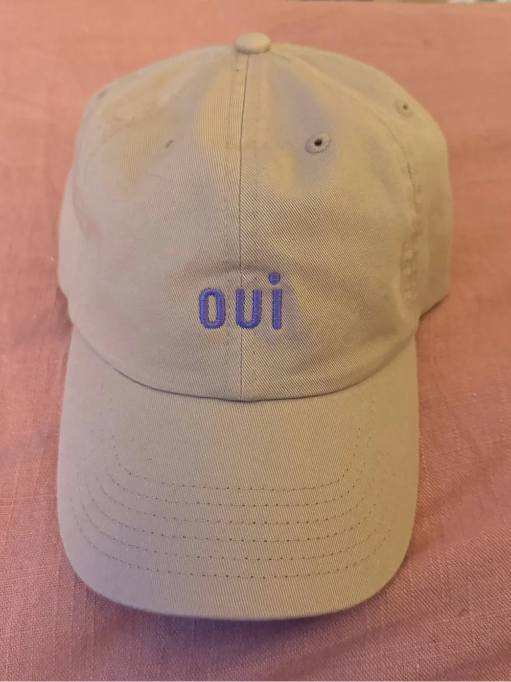 Clare V Khaki Oui Purple Embroidered Hat